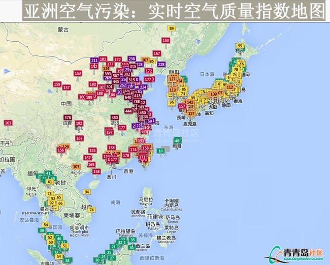 亞洲PM10空氣污染表